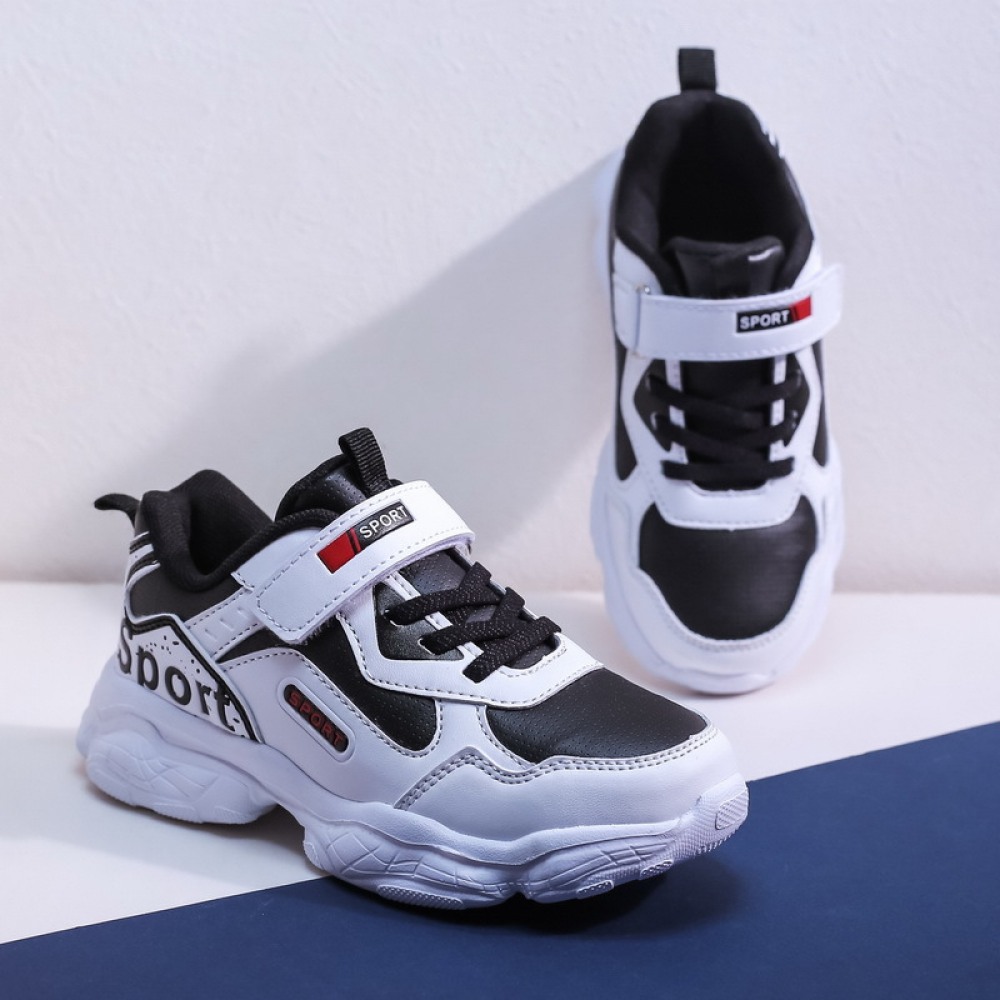 Autumn New Kids Trend Leather Surface Waterproof Sports Casual Shoes